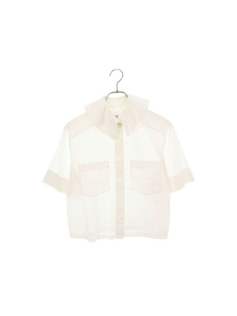 Chanel CC Logo Button Big Collar Short Sleeve Shirt 36